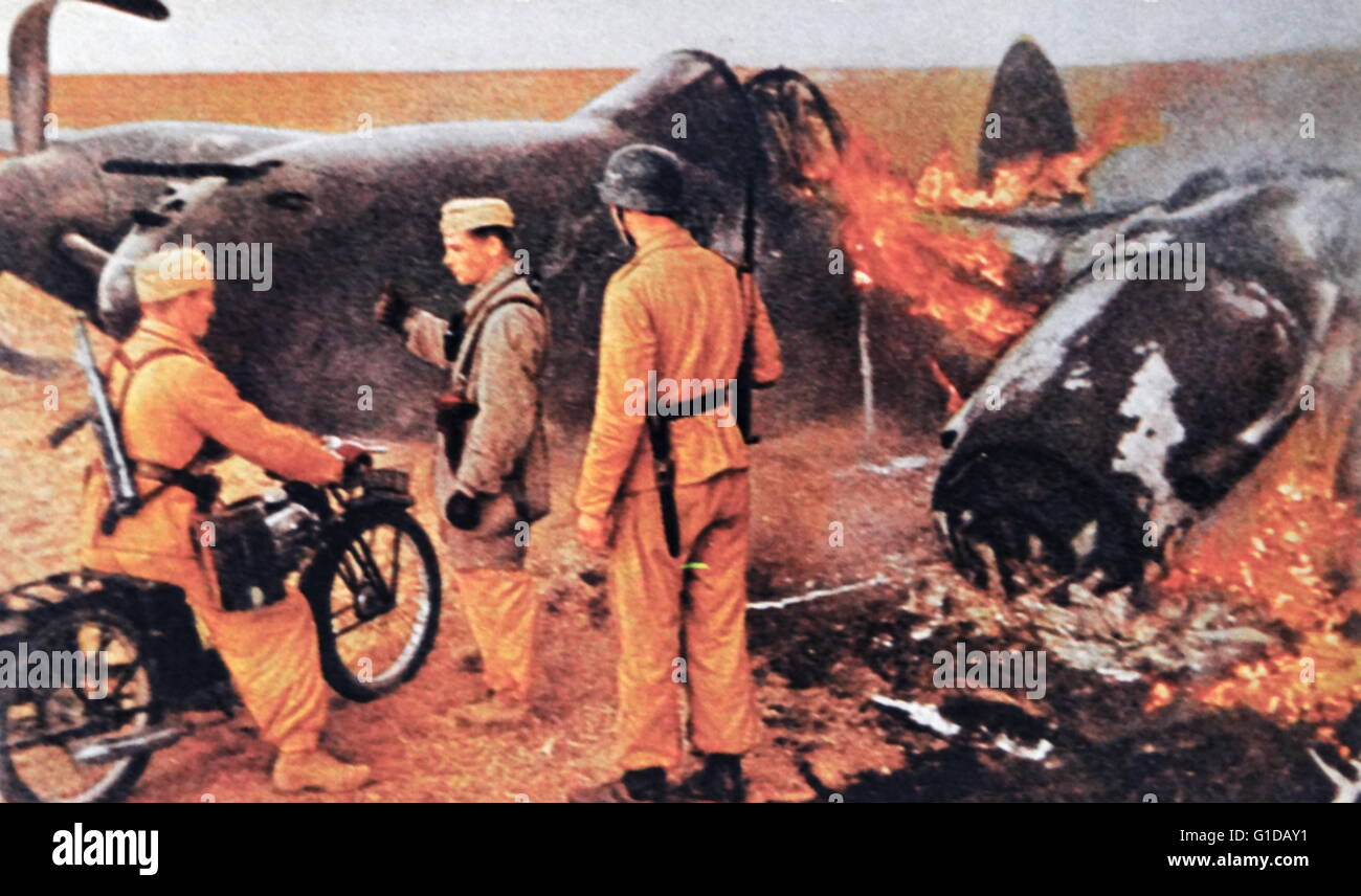 Débris d'un avion américain abattu par la flak. Banque D'Images