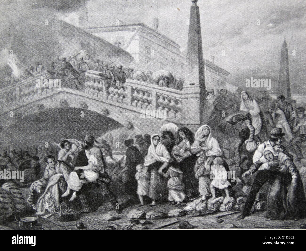 Révolution vénitienne contre les Autrichiens. "Dans l'espoir de rétablir son ancienne forme de gouvernement sous la présidence de Manin, Venise est passé à la révolte contre l'Autriche en 1848, mais après une quinzaine de mois de siège de la ville les Autrichiens contraint à capituler.' par W. Glacomelli. Banque D'Images