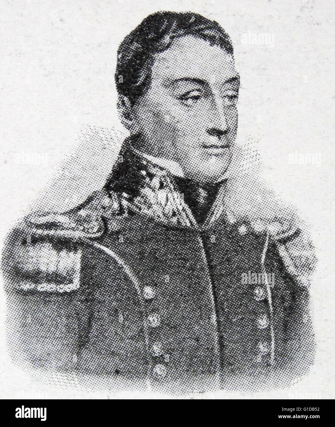 Portrait de Gilbert du Motier, Marquis de Lafayette (1757-1834) un aristocrate français et officier militaire qui a lutté pour les États-Unis dans la guerre d'Indépendance américaine. 19e siècle Banque D'Images
