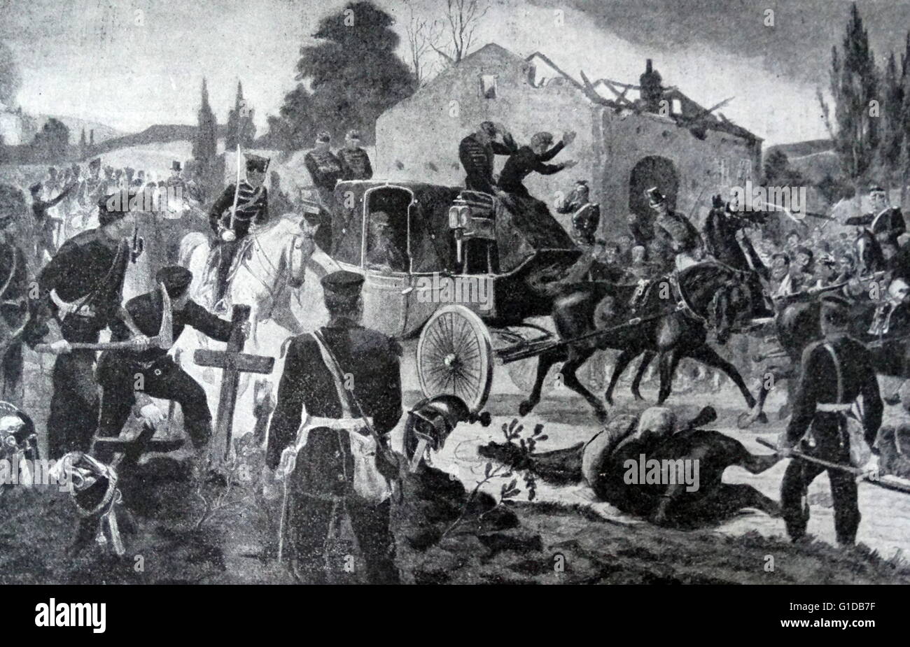 Tableau représentant la chute de l'empereur Napoléon III (1808-1873) Président de la Deuxième République Française et l'empereur du Second Empire. En date du 19e siècle Banque D'Images