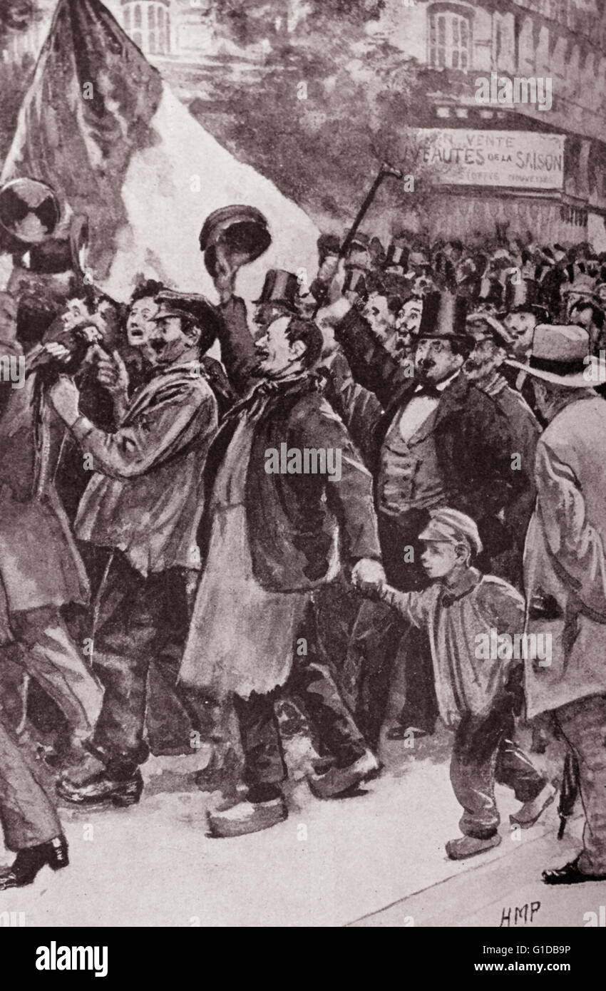Illustration montrant la foule parisienne déclarer la guerre avec l'Allemagne Banque D'Images Illustration montrant la foule parisienne déclarer la guerre avec l'Allemagne Banque D'Images
