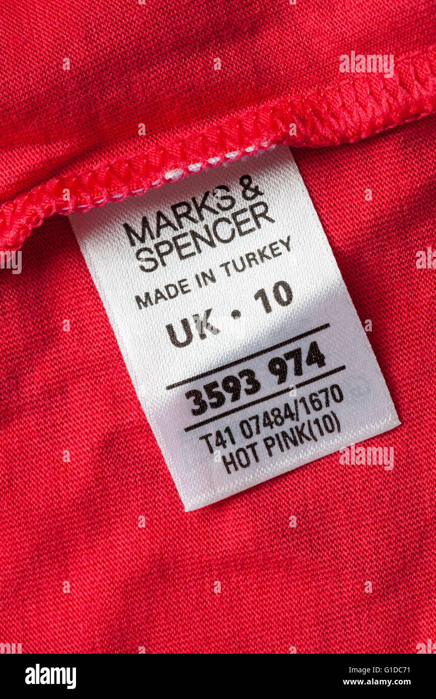 Étiquette en Marks & Spencer haut de womans faite en Turquie - vendues au Royaume-Uni Royaume-Uni, Grande Bretagne Banque D'Images