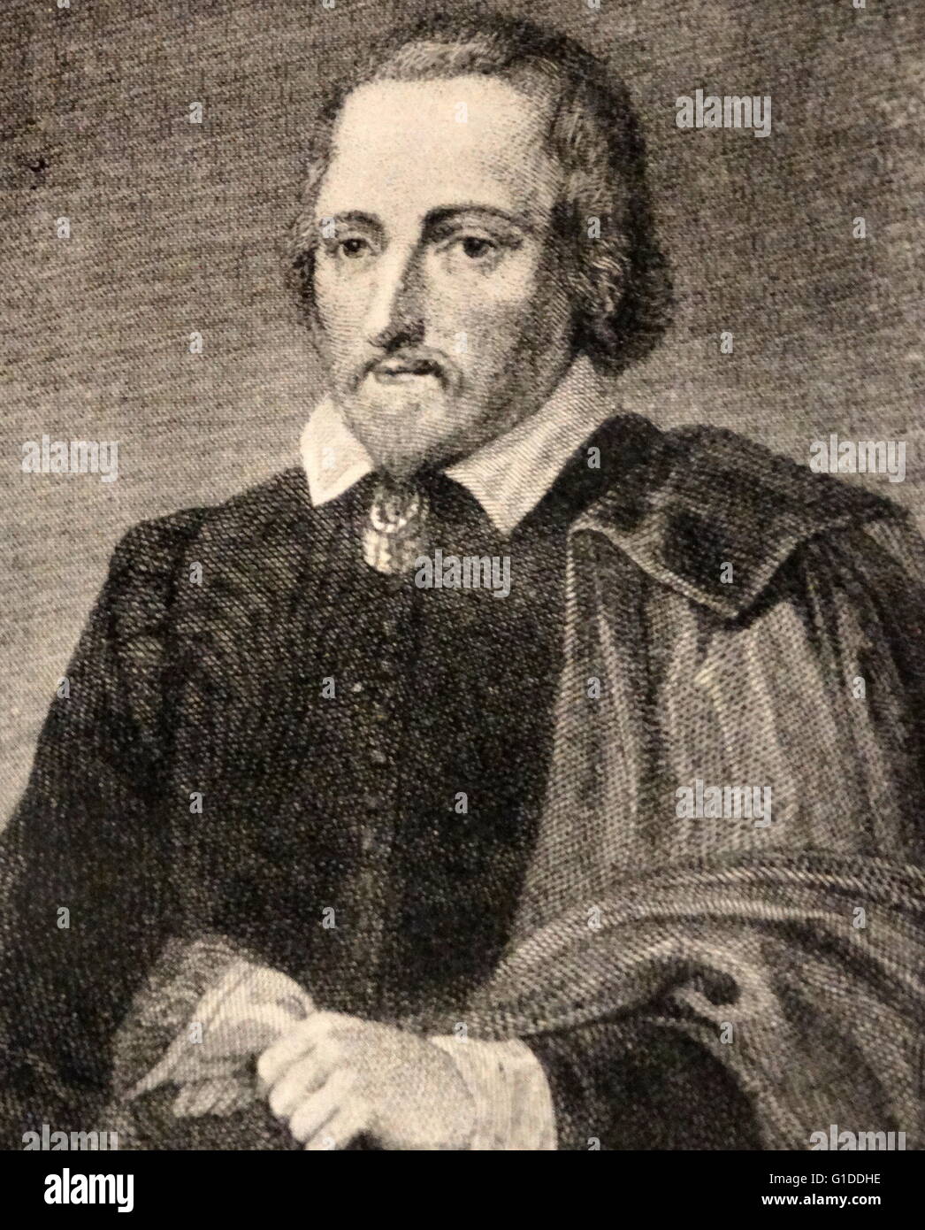 Portrait de PHILIP MASSINGER (1583-1640) un dramaturge anglais. En date du 17e siècle Banque D'Images