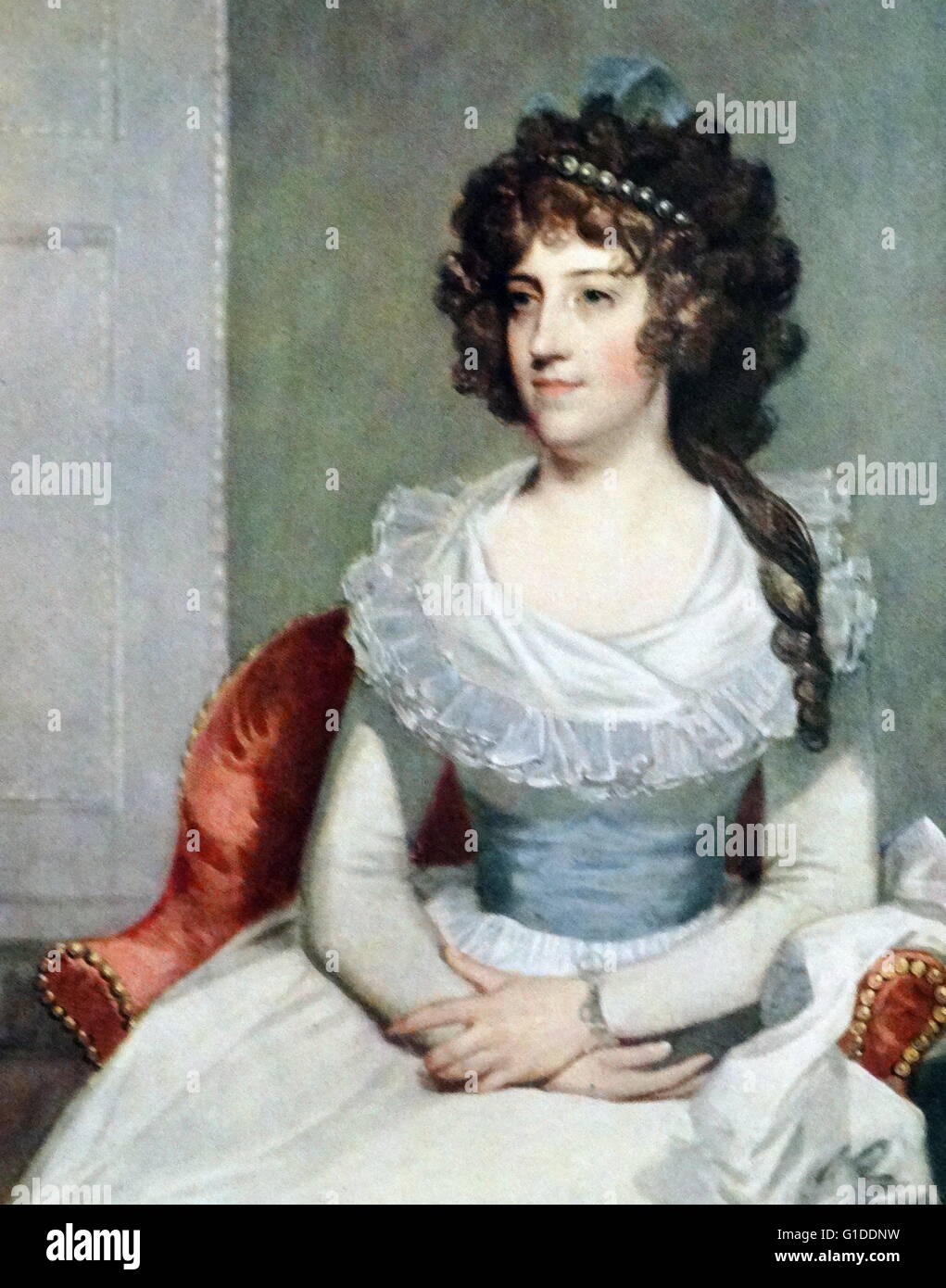 Portrait de Mathilde Caroline Cruger par Gilbert Stuart (1755-1828), un peintre américain. En date du 19e siècle Banque D'Images