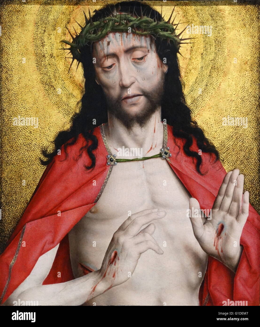 La peinture intitulée "Christ couronné d'Épines' par Dieric Bouts (1415-1475) un peintre Russisch. En date du 15e siècle Banque D'Images