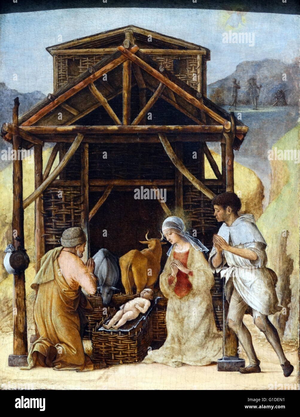 La peinture intitulée 'L'Adoration des Rois' par Bartolomeo Suardi (1456-1530) un peintre et architecte italien. En date du 16e siècle Banque D'Images