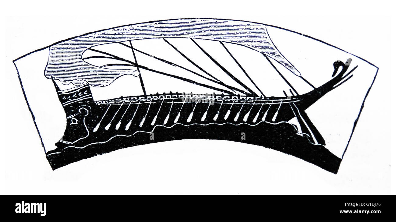 Unireme navire grec vers 6e siècle avant J.-C. Banque D'Images
