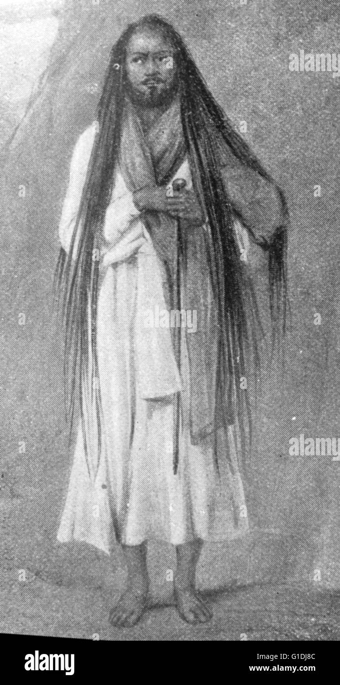 Fakir hindou ou saint homme en Inde ; 19e siècle Banque D'Images