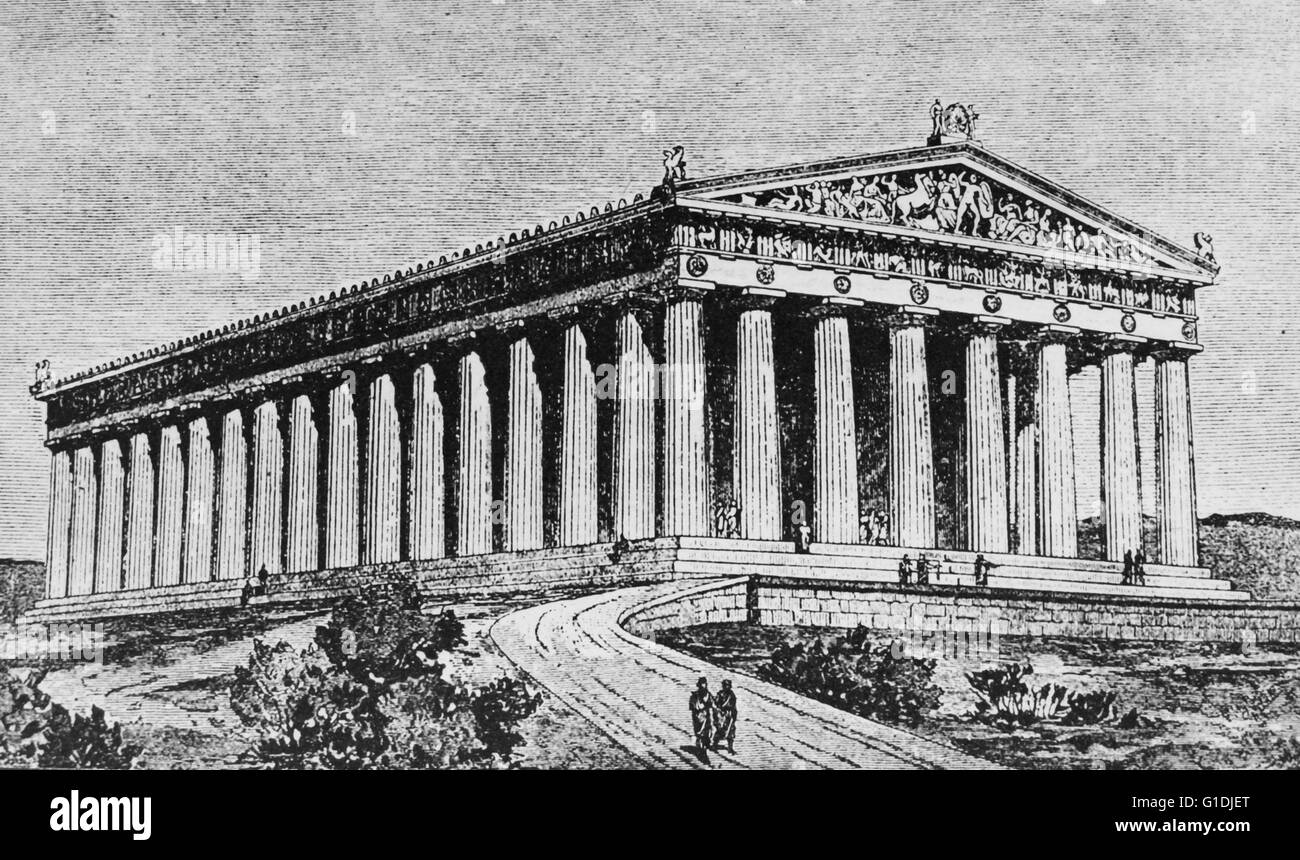 De l'extérieur le Parthénon à Athènes à l'époque de ses bâtisseurs Banque D'Images