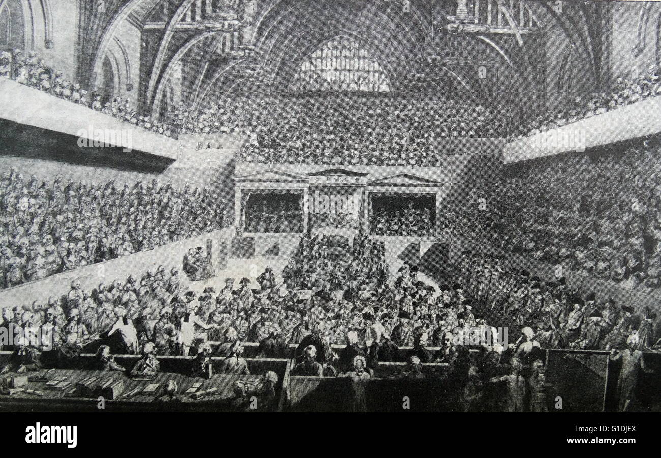 Ouverture du procès de Warren Hastings à Westminster Hall, 12 février 1788. Banque D'Images