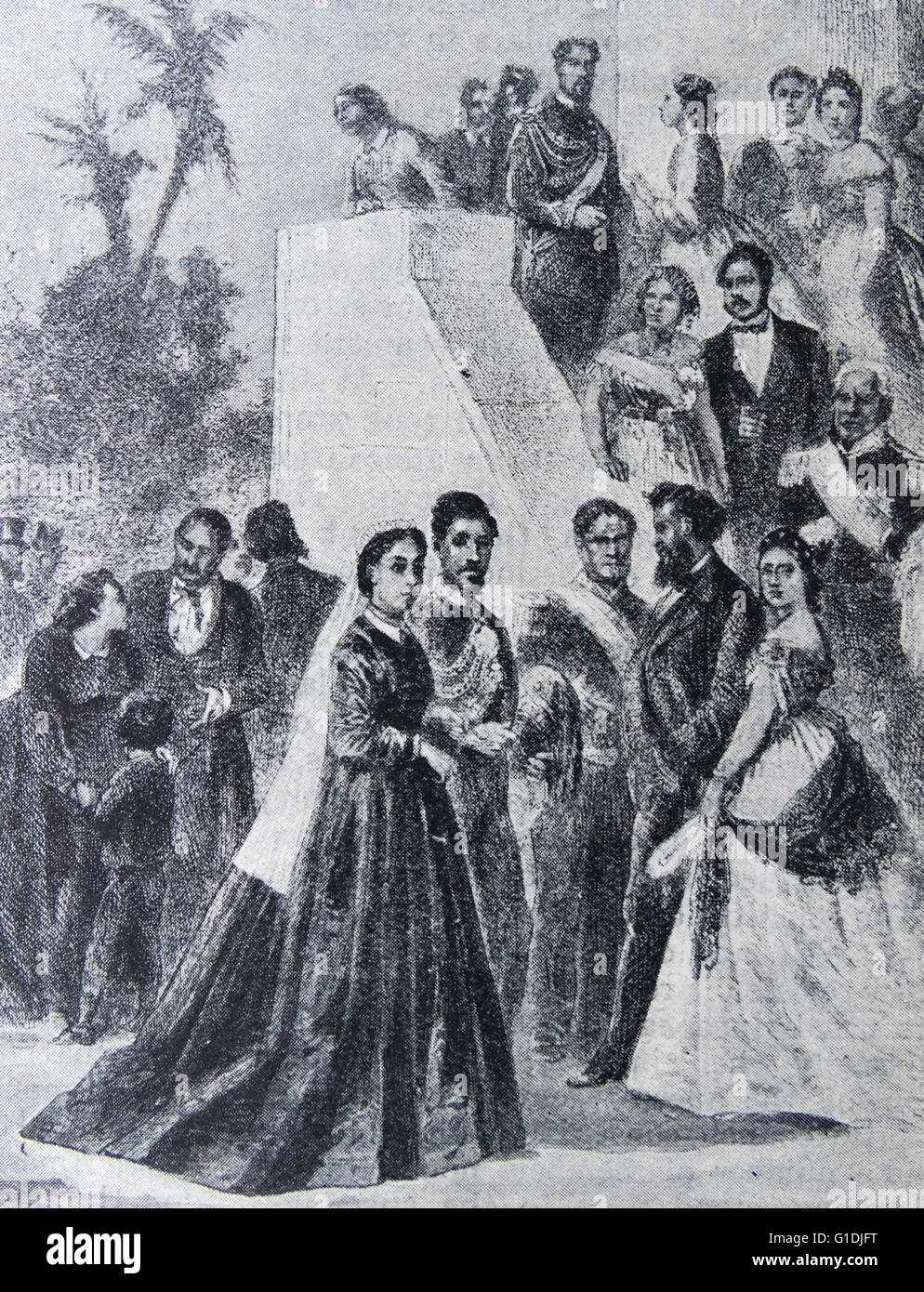 Le Roi Kamehameha V et Hawaiian nobles en 1870. Banque D'Images