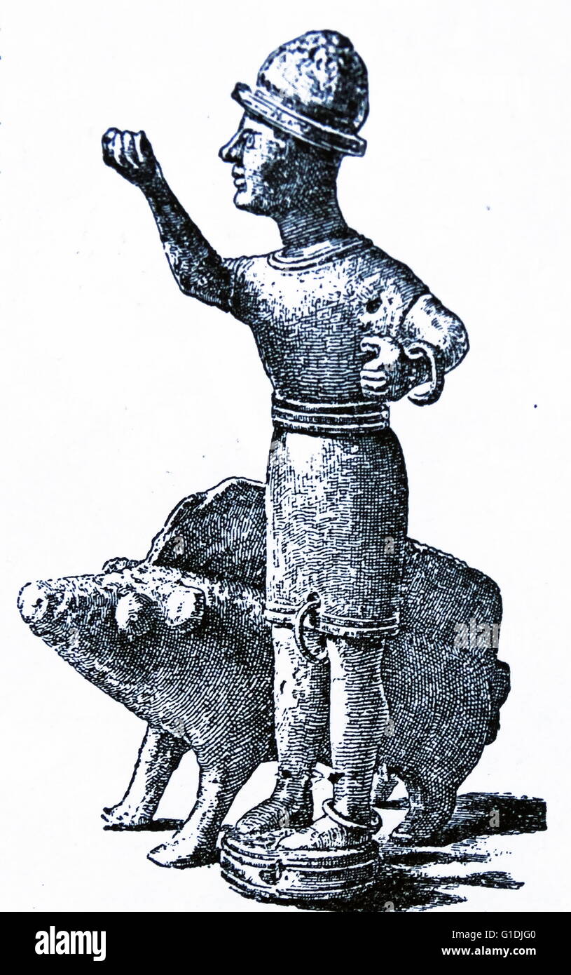 Les figures de bronze de Keltic. Statuettes d'un caractère primitif avec un verrat - un symbole préféré de la population. Keltic Banque D'Images
