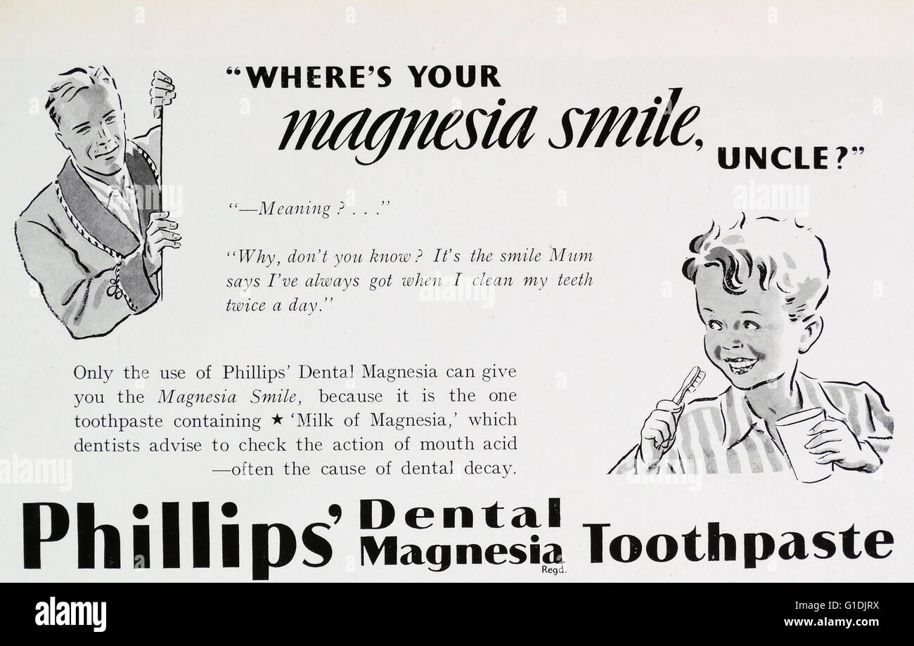 Publicité pour dentifrice magnésie Phillips Banque D'Images
