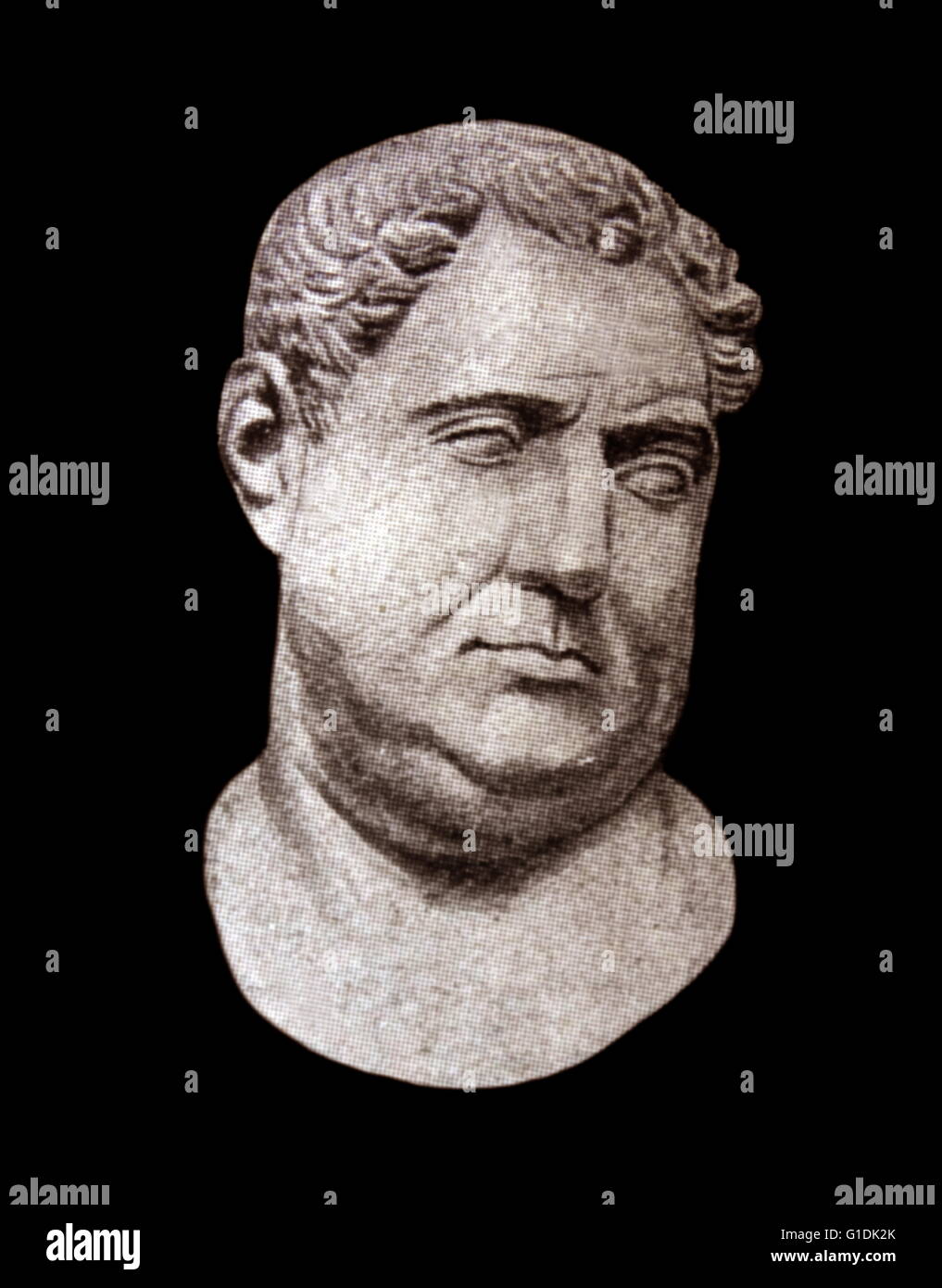 Buste de l'empereur romain Vitellius (15 à 69 Ma). Banque D'Images