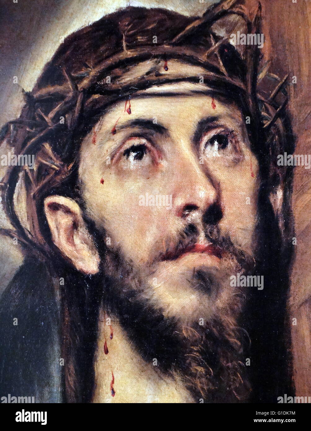 Détail d'une peinture représentant le Christ portant la croix par El Greco (1541-1614) Peintre, sculpteur et architecte de la Renaissance espagnole. En date du 16e siècle Banque D'Images