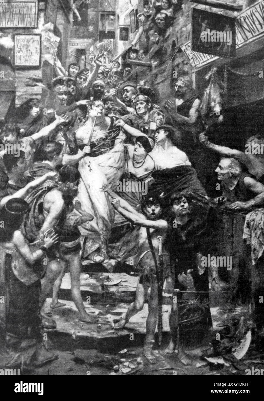 Tableau représentant la procession de l'empereur romain Vitellius (15 à 69). Banque D'Images