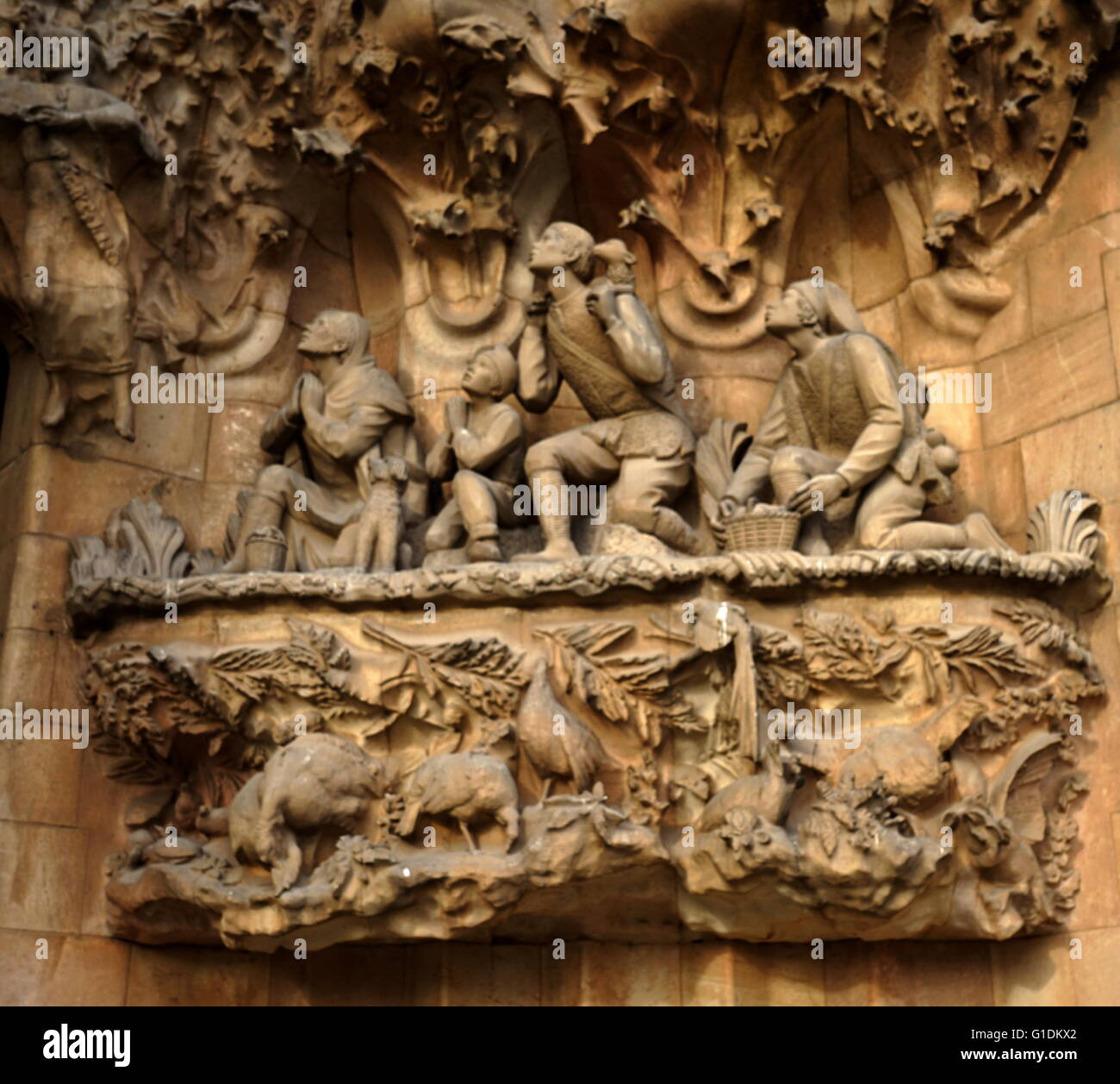 Détails de l'extérieur de la Temple Expiatori Basílica je de la Sagrada Família, une église catholique romaine de Barcelone, conçu par l'architecte espagnol Antoni Gaudí (1852-1926). En date du 21e siècle Banque D'Images