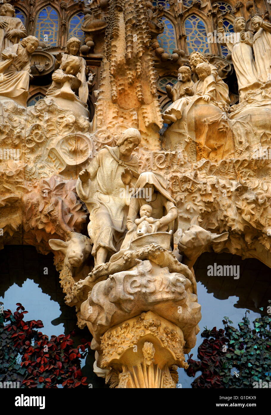 Détails de l'extérieur de la Temple Expiatori Basílica je de la Sagrada Família, une église catholique romaine de Barcelone, conçu par l'architecte espagnol Antoni Gaudí (1852-1926). En date du 21e siècle Banque D'Images