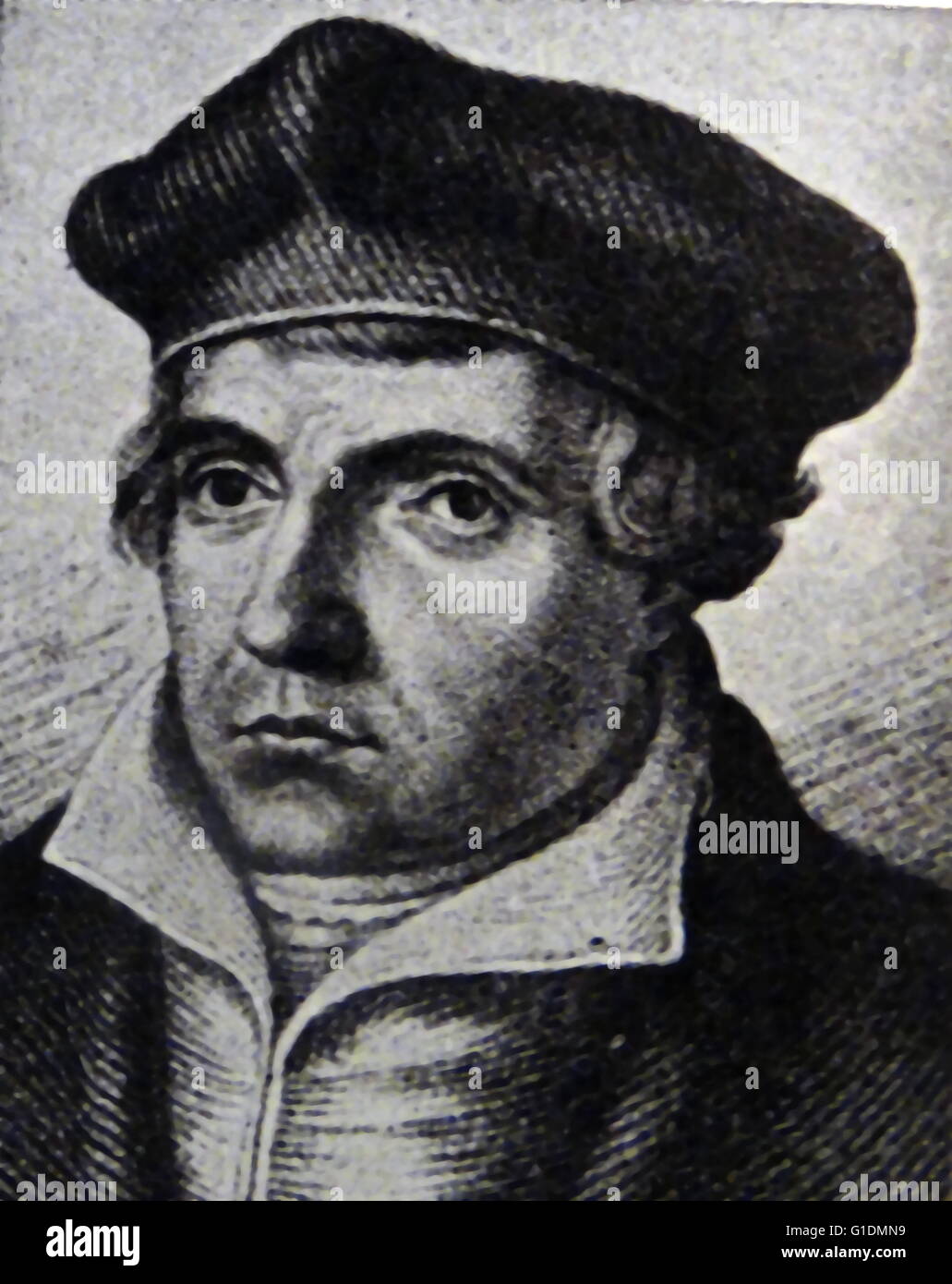 Portrait de Johannes Bugenhagen (1485-1558) un prêtre et théologien qui a introduit la Réforme protestante. En date du 16e siècle Banque D'Images