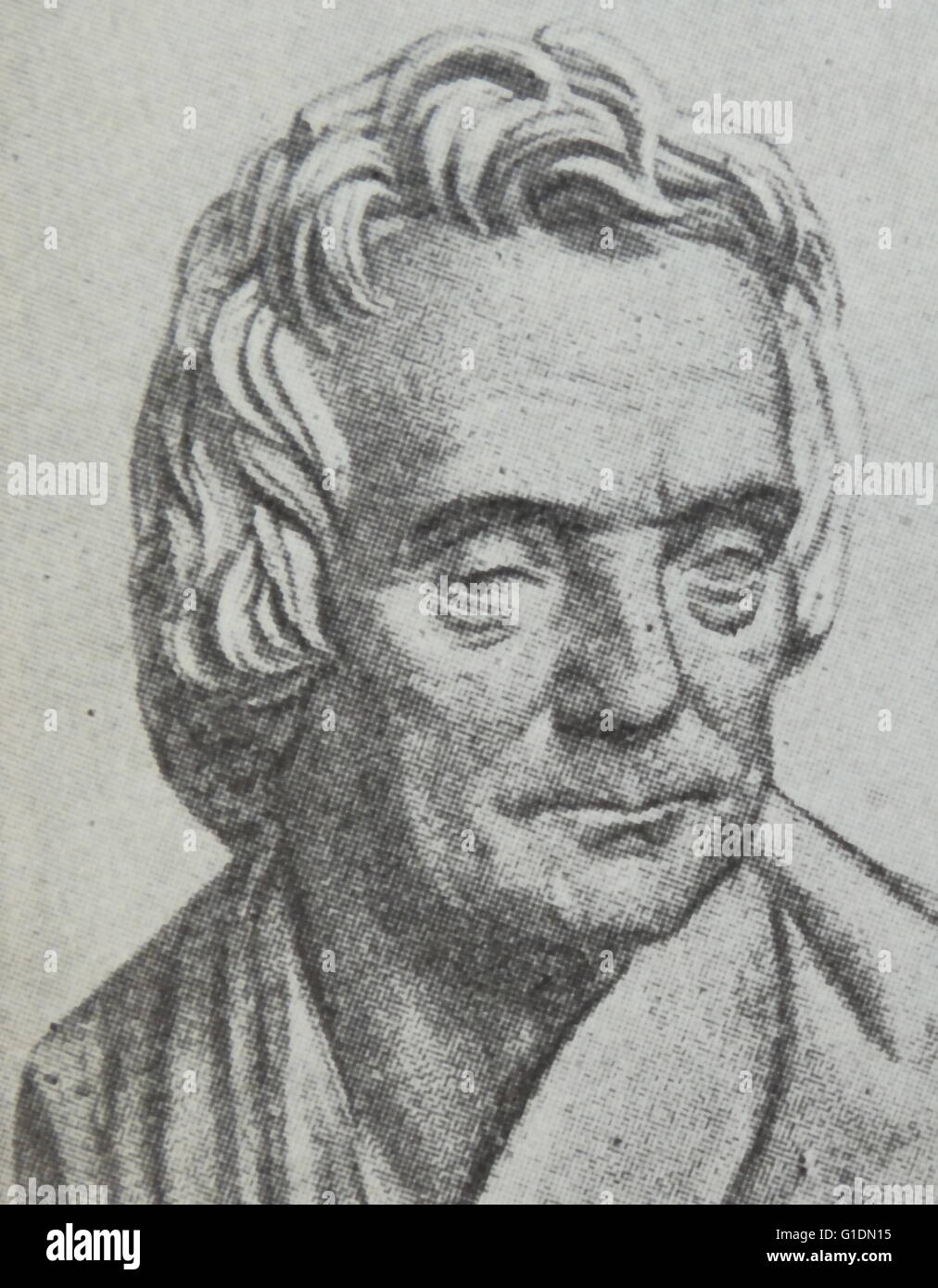Imprimer d'un buste de Pierre Thomas Chalmers (1780-1847) un ministre écossais, professeur de théologie, politique, économiste et un chef de l'Église d'Écosse et de l'Église libre d'Écosse. En date du 19e siècle Banque D'Images