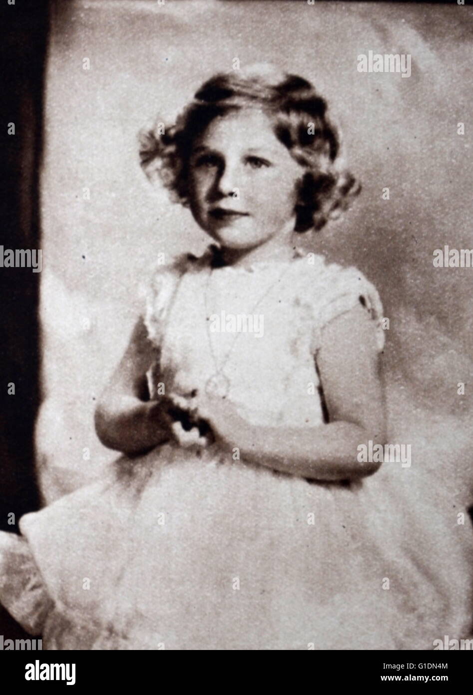 Portrait photographique d'une jeune princesse Margaret (1930-2002) la plus jeune sœur de la reine Elizabeth II (1926-). En date du 20e siècle Banque D'Images