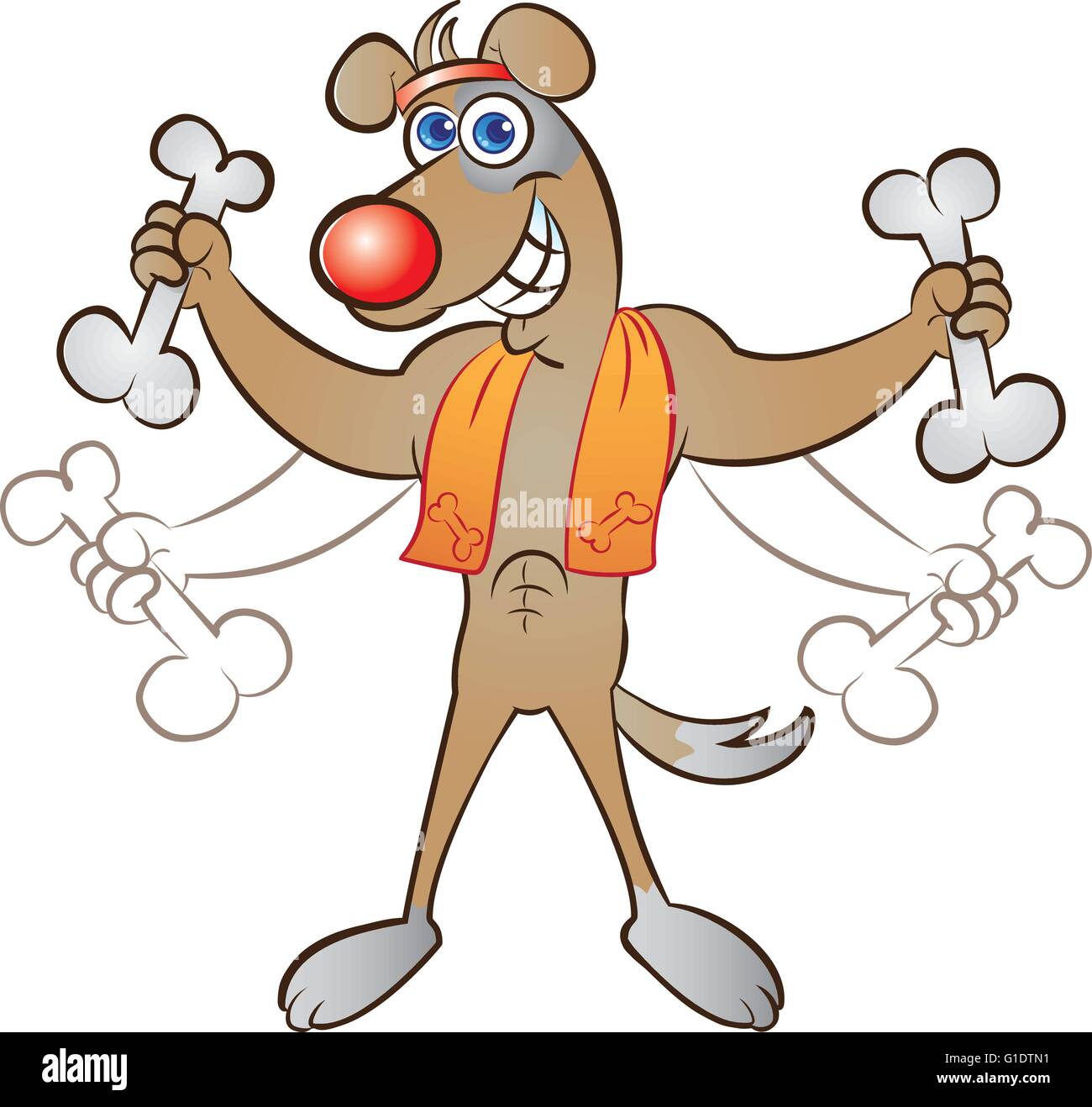 Vector illustration d'un chien faisant de l'exercice avec haltères Illustration de Vecteur