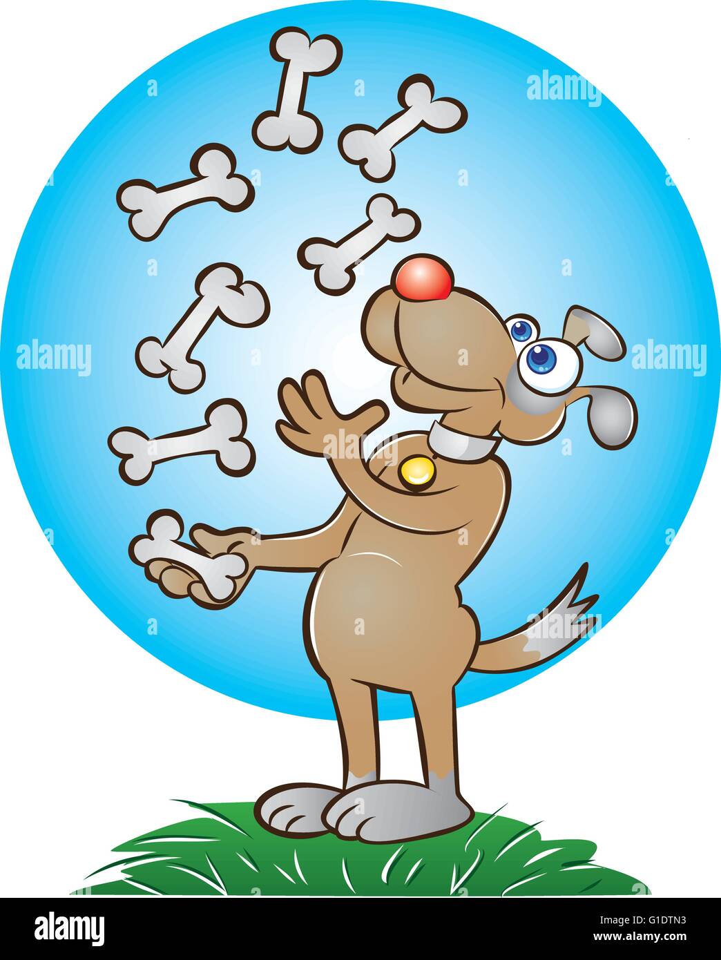 Vector illustration de jongler avec les os de chien Illustration de Vecteur