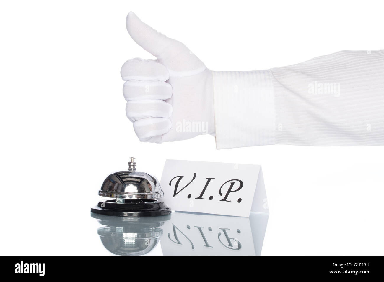 Bell Service sur le chèque en 24 avec un fond blanc, service VIP Banque D'Images Bell Service sur le chèque en 24 avec un fond blanc, service VIP Banque D'Images