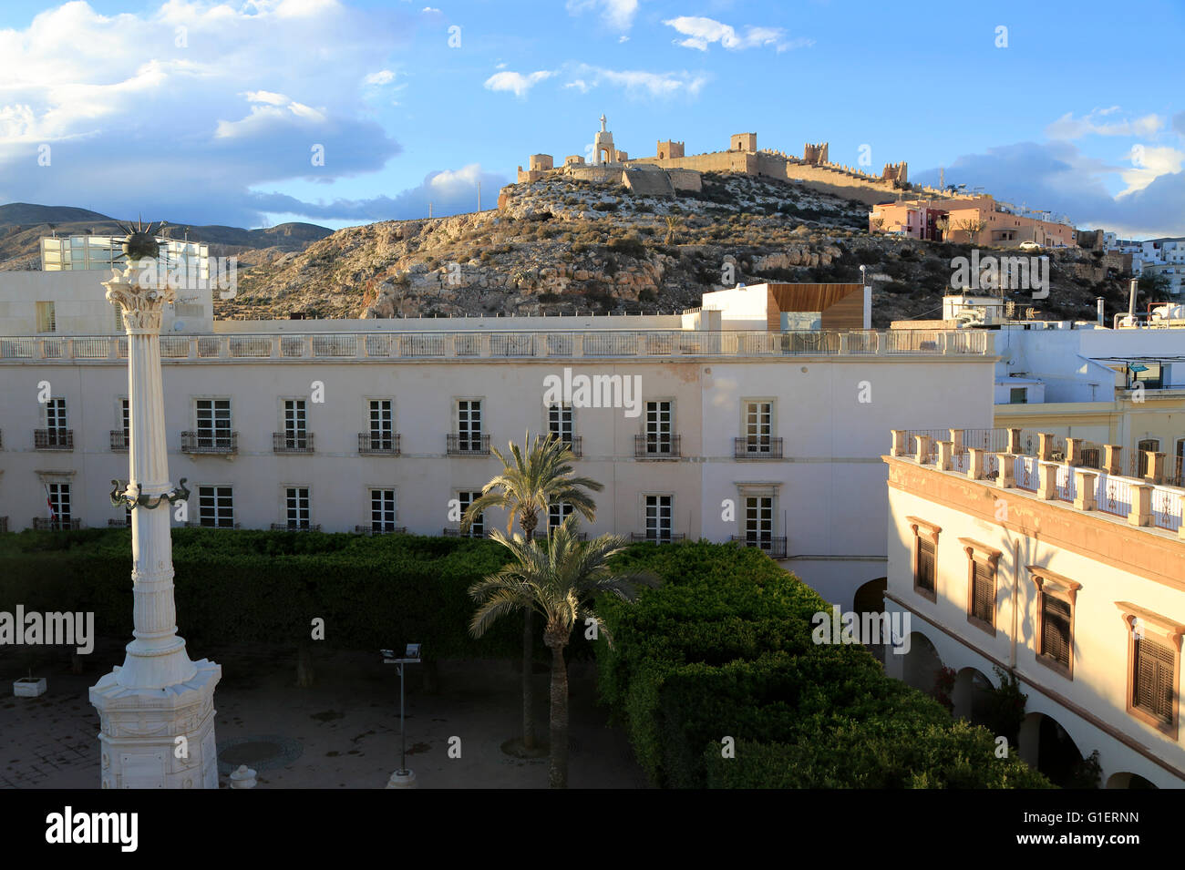 Mirador del Cerro de San Cristobal, Plaza Vieja, Plaza de la Constitucion, Ville d'Almeria, SpainCity d'Almeria, Espagne Banque D'Images