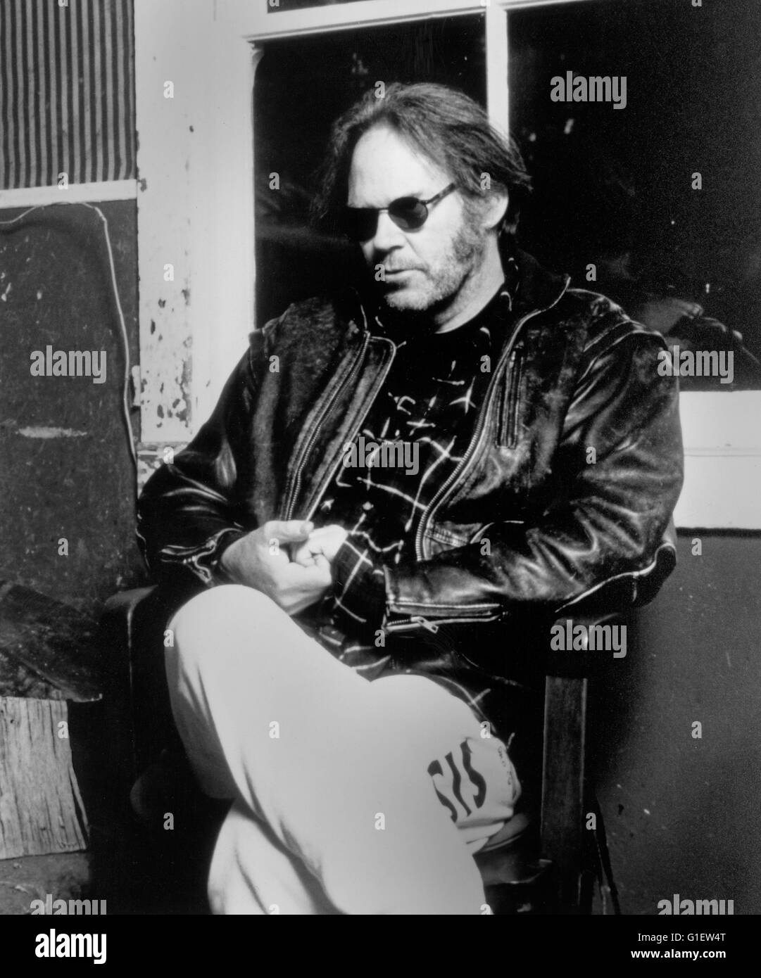 Der kanadische Rockmusiker Neil Young, 1990er Jahre. Le chanteur de rock canadien Neil Young, 1990. Banque D'Images