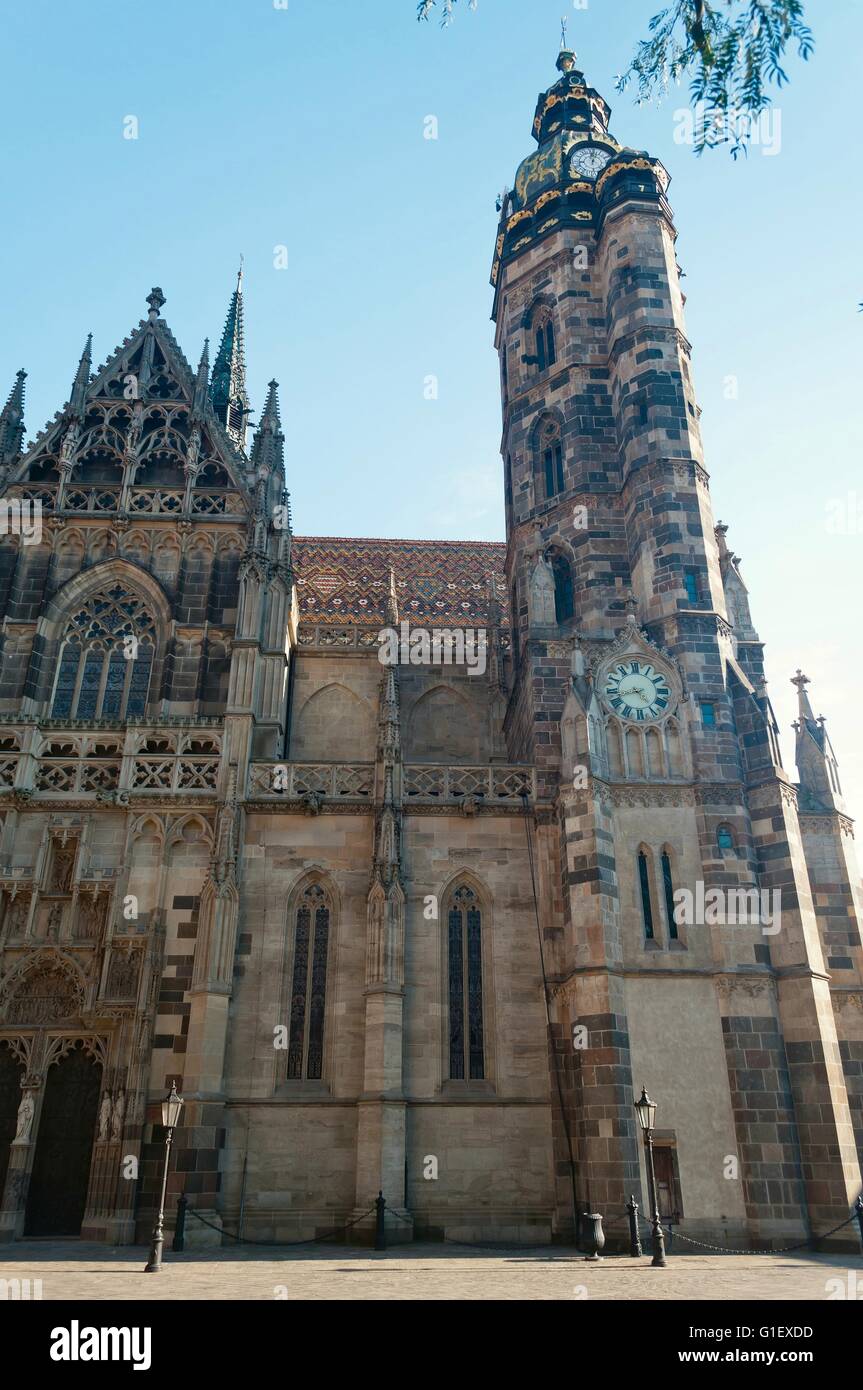 Tour de la cathédrale de Saint Elizabeth, Kosice, Slovaquie.Le Saint Elizabeth est la plus orientale de la Cathédrale Cathédrale gothique en Europe Banque D'Images