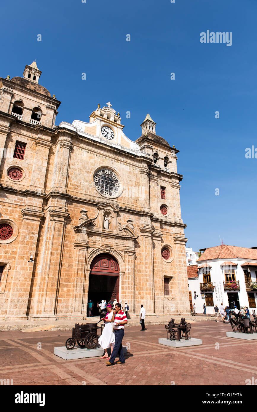 Place de la cathédrale (Plaza de la Catedral) Cartagena de Indias (Colombie Amérique du Sud Banque D'Images