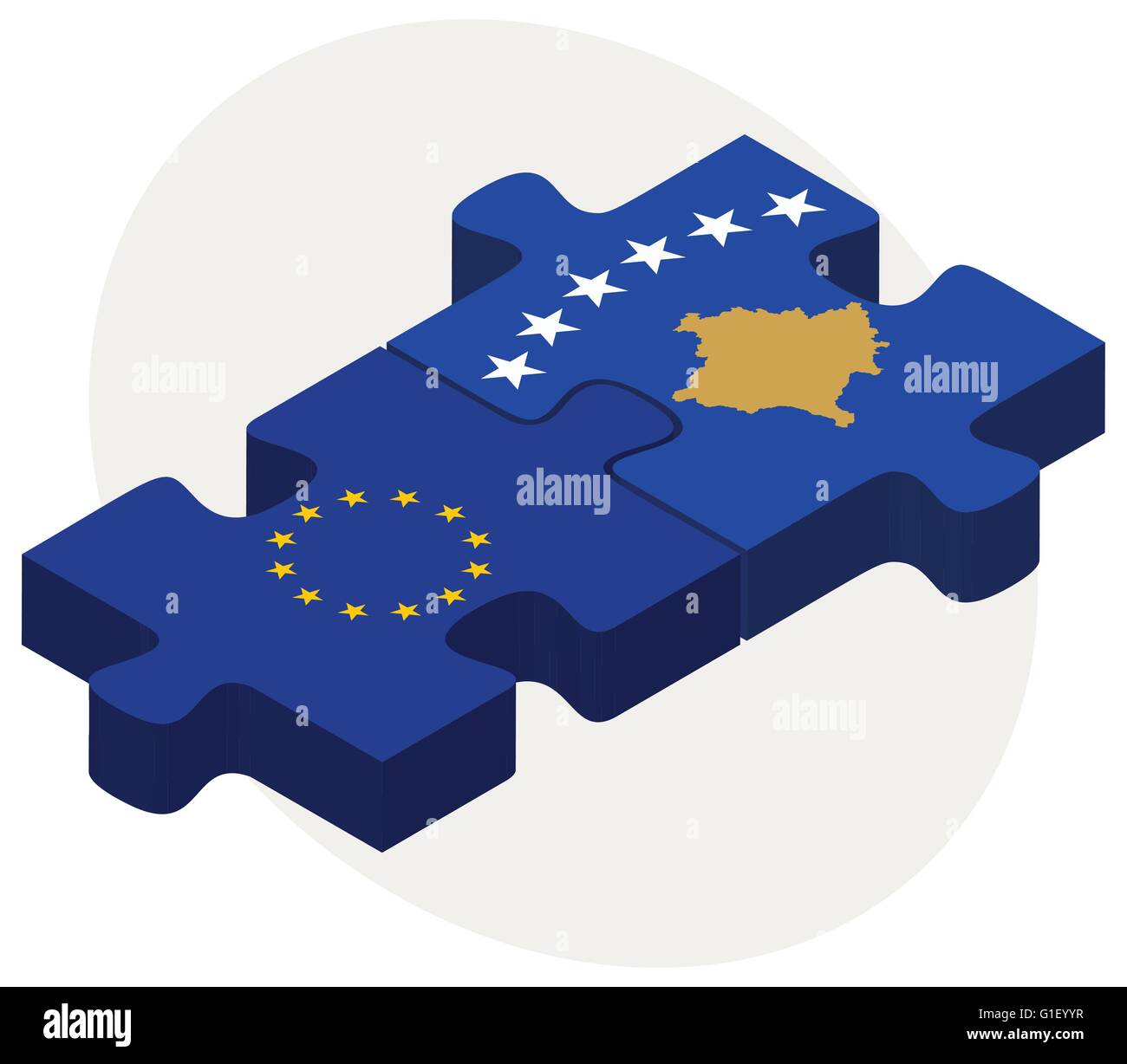 Image vectorielle - Union européenne et le Kosovo drapeaux dans puzzle isolé sur fond blanc Illustration de Vecteur