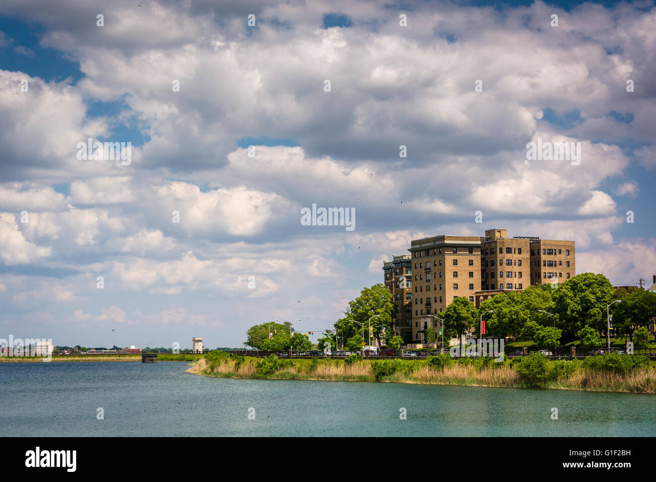 Druid Lake, au Druid Hill Park à Baltimore, Maryland. Banque D'Images