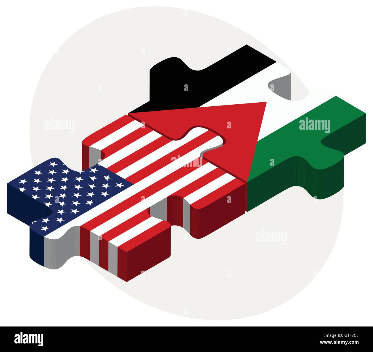 Image vectorielle - USA et l'État de Palestine drapeaux dans puzzle isolé sur fond blanc Illustration de Vecteur