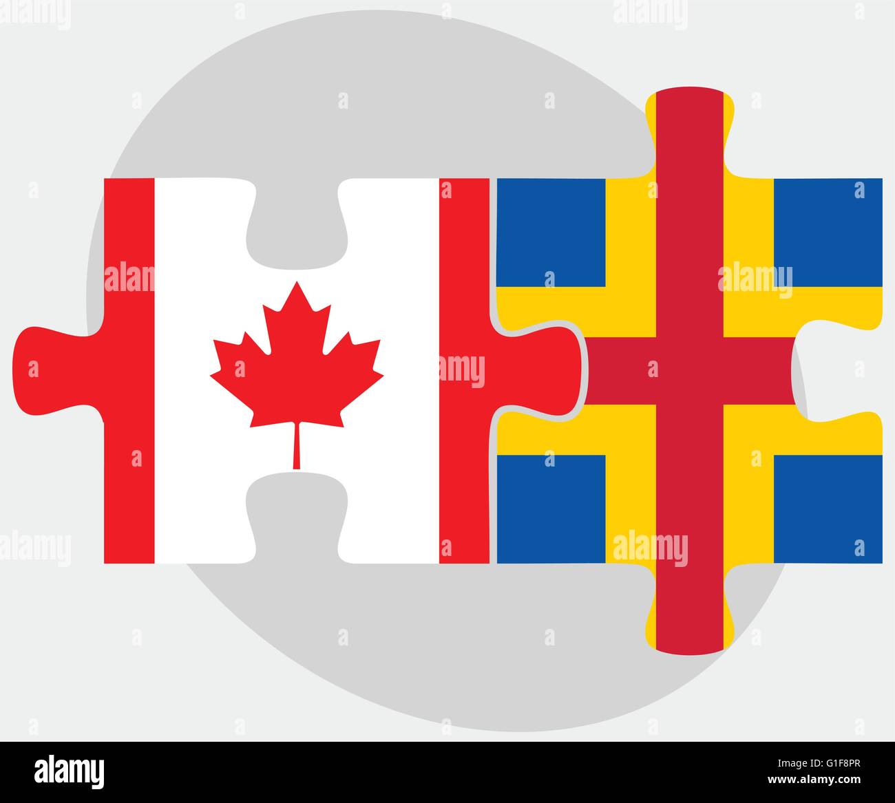 Le Canada et les îles Aaland drapeaux dans puzzle isolé sur fond blanc Illustration de Vecteur
