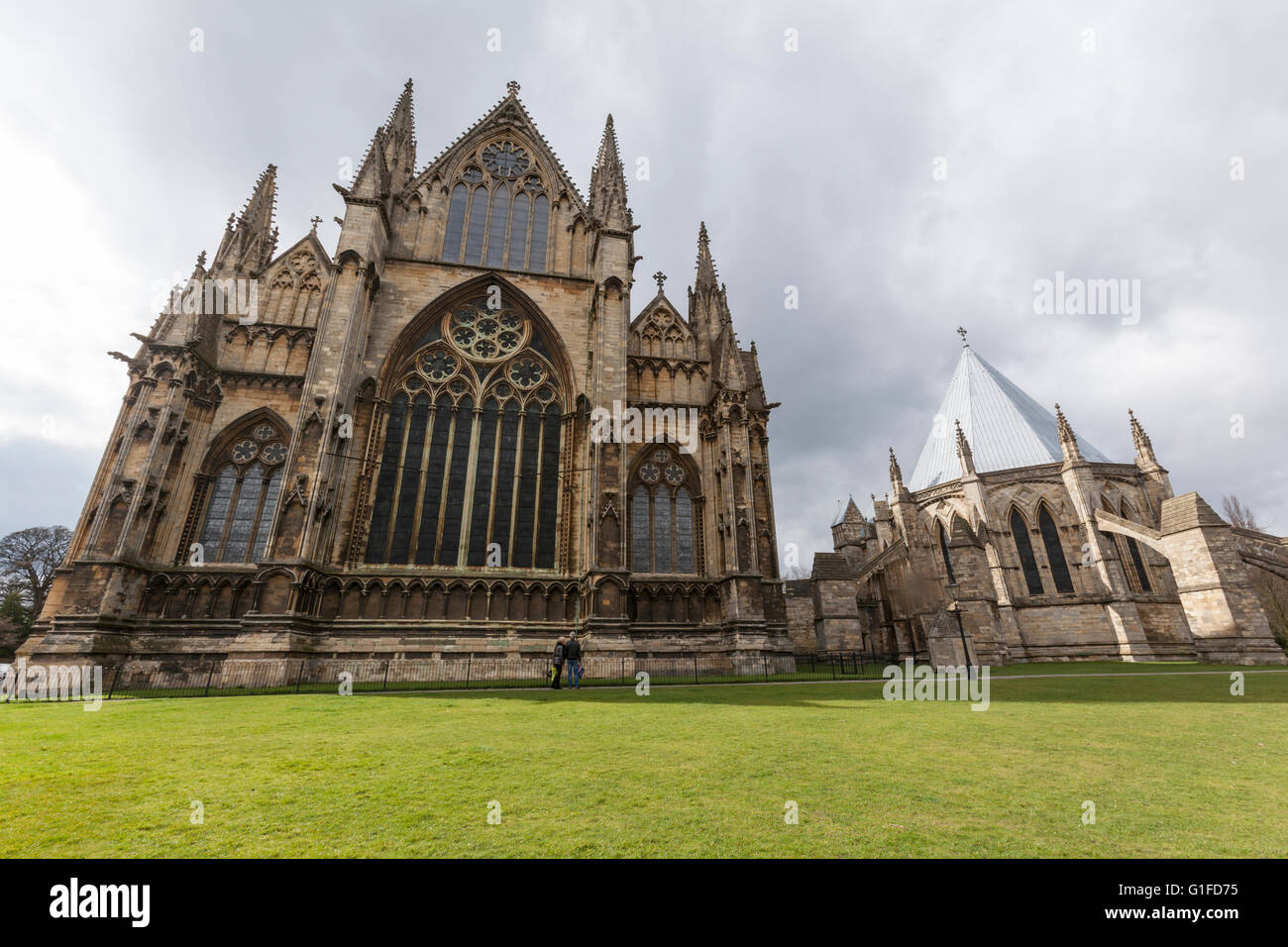 Vue de l'East End et chapter House, la cathédrale de Lincoln, Lincoln, Lincolnshire, Angleterre, RU Banque D'Images