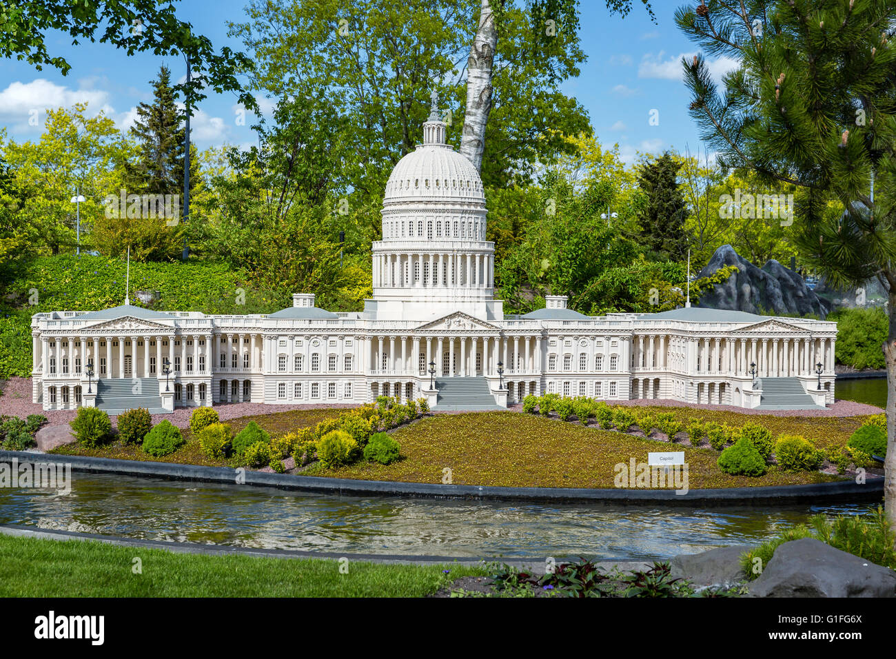 Le bâtiment fait de briques Lego, Legoland, Danemark Banque D'Images