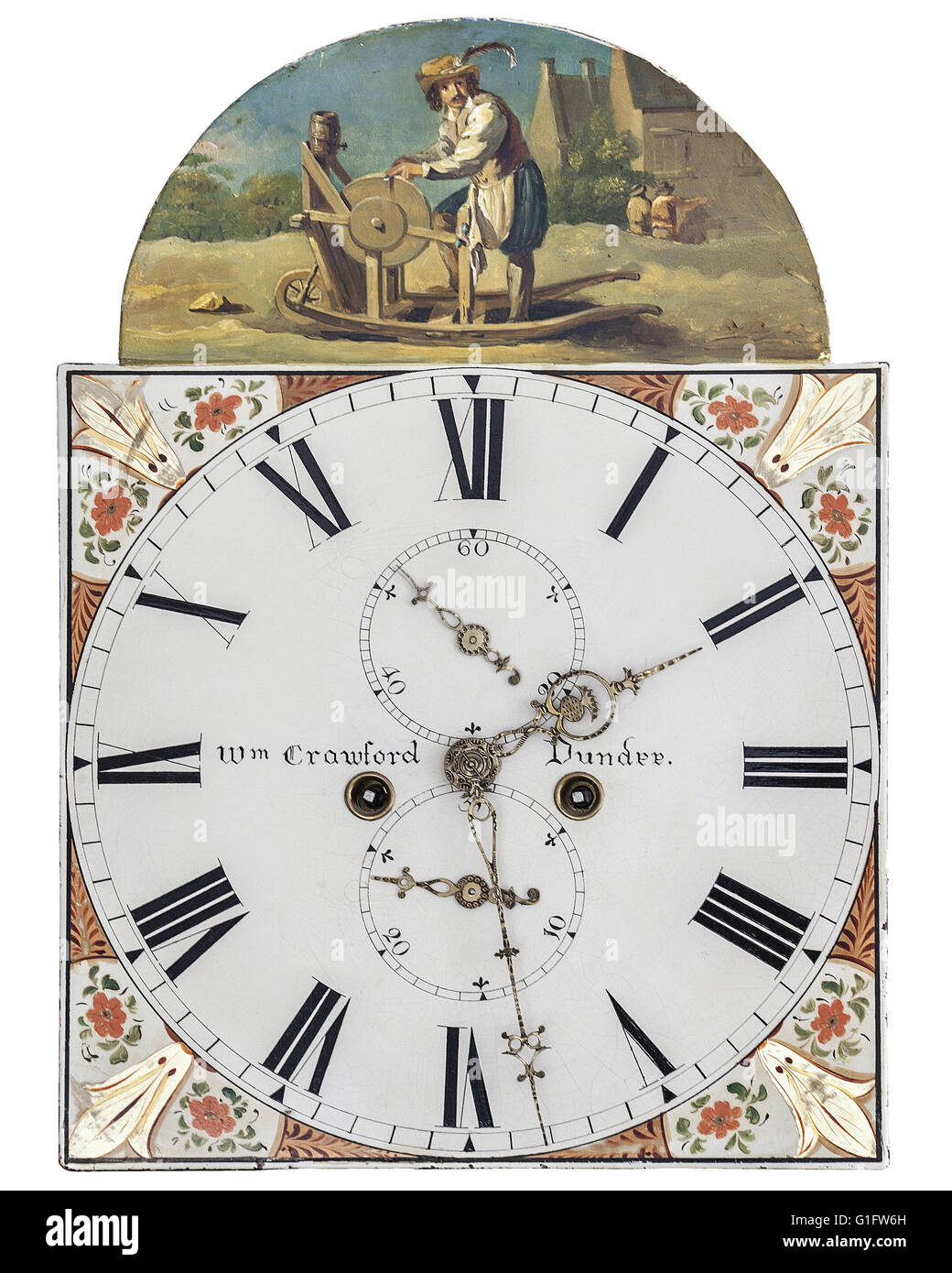 Antiquités : cadran d'horloge par Wm. Crawford de Dundee (1850 à 1850) Banque D'Images