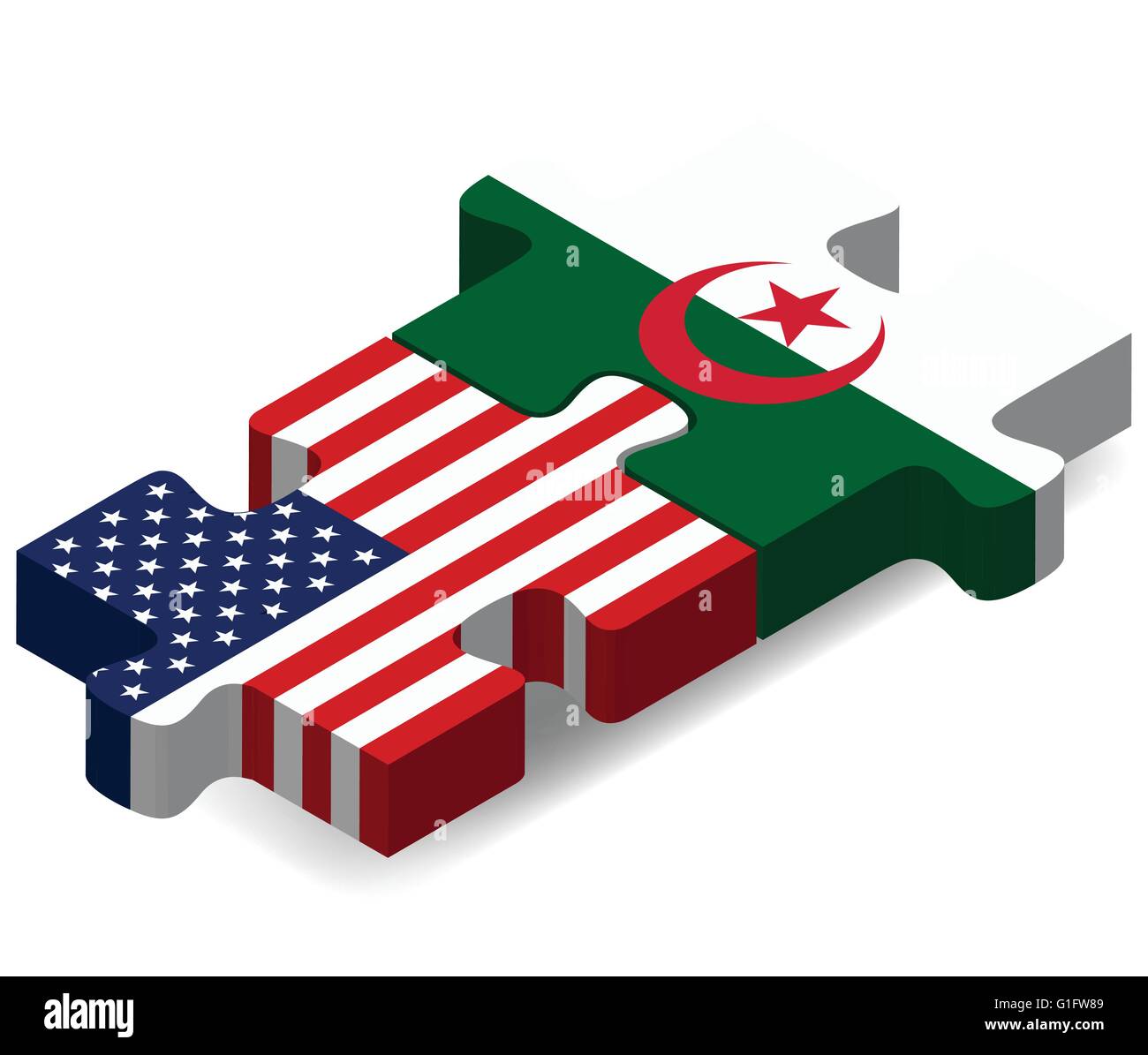 Image vectorielle - USA et l'Algérie drapeaux dans puzzle isolé sur fond blanc Illustration de Vecteur