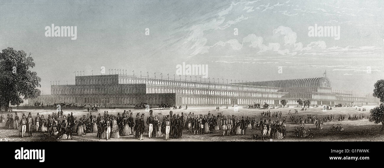 Le Palais de Cristal, Grande Exposition de 1851, Hyde Park, Londres, Angleterre, Banque D'Images