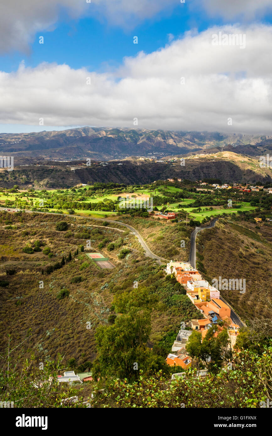 Vue depuis le pic de Bandama du Real Club de Golf de Las Palmas (Las Palmas Royal Golf Club), Gran Canaria, Espagne Banque D'Images