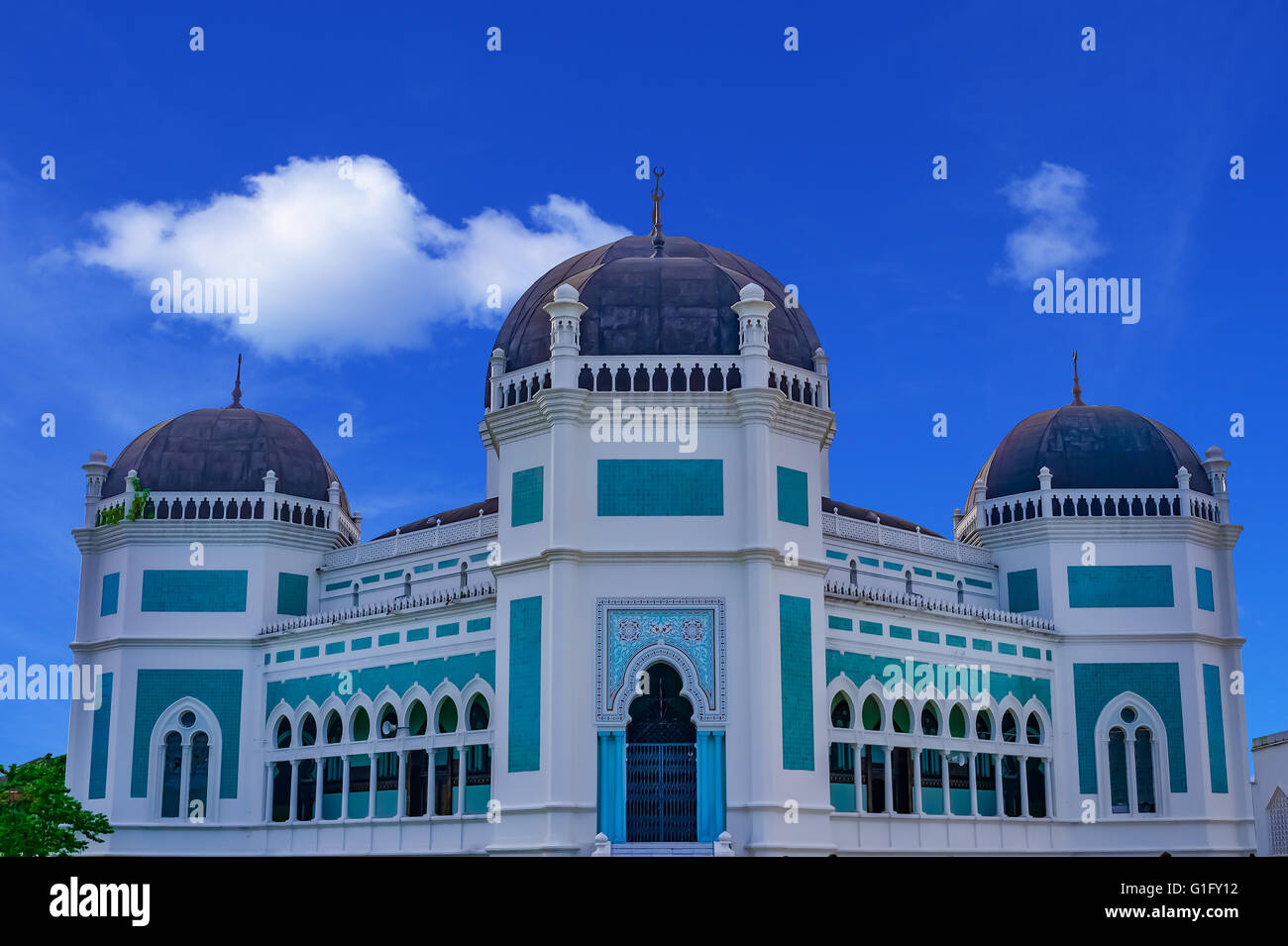 Grande Mosquée de Medan, Sumatra, Indonésie, Asie du sud-est. Construit en 1906. Banque D'Images