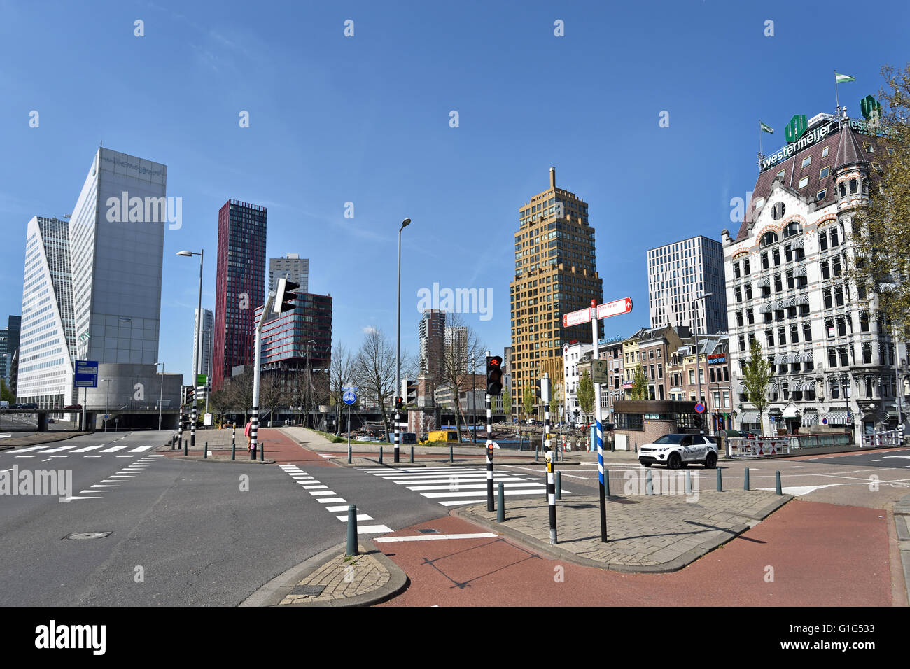 Het Witte Huis (Maison Blanche) construit en 1898 dans un style Art Nouveau au canal Wijnhaven, Rotterdam, Pays-Bas Banque D'Images