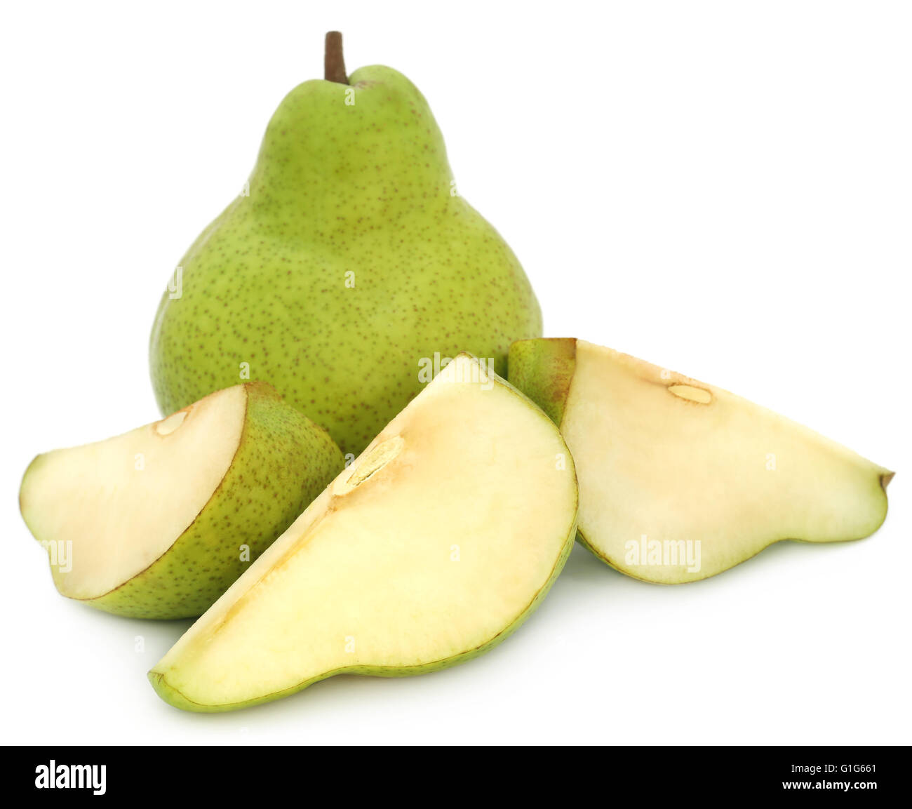 Les poires fraîches sur fond blanc Banque D'Images