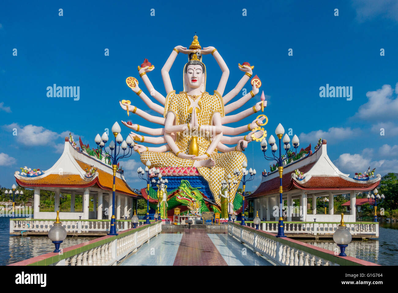 Déesse Avalokiteśvara, temple Wat Plai Laem Wat Laem Suwannaram temple à Ban Bo Phut, Ko Samui, Thaïlande, Asie Banque D'Images