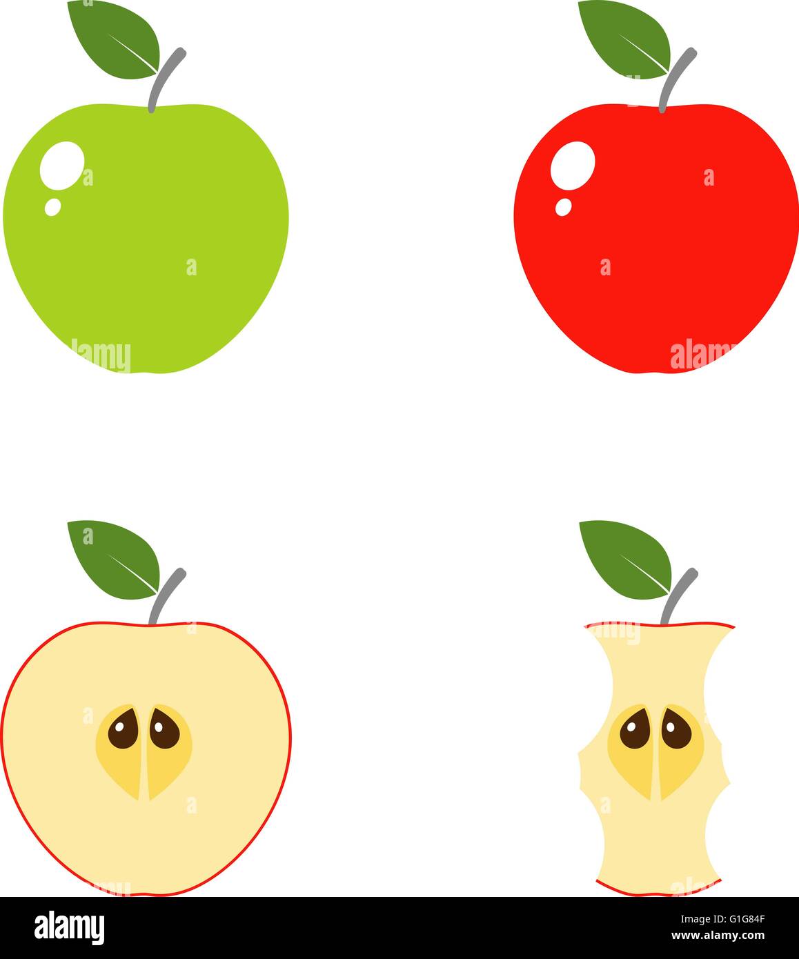 Ensemble d'icônes vectorielles apple Banque D'Images