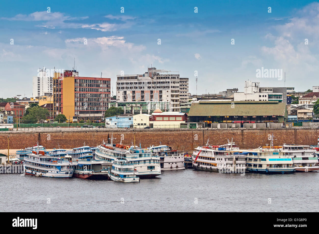 Bateaux amarrés Amazone Manaus Brésil Banque D'Images