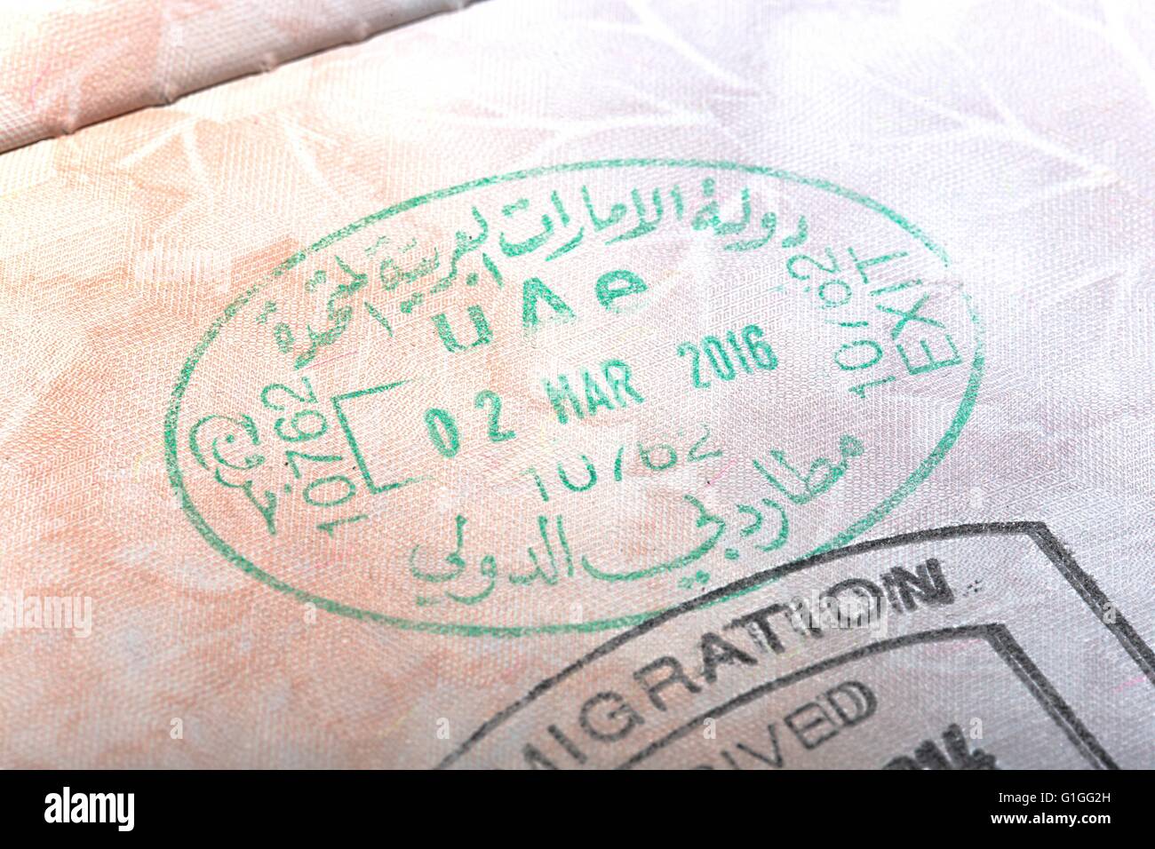 Emirats Arabes Unis timbres de passeport Banque D'Images