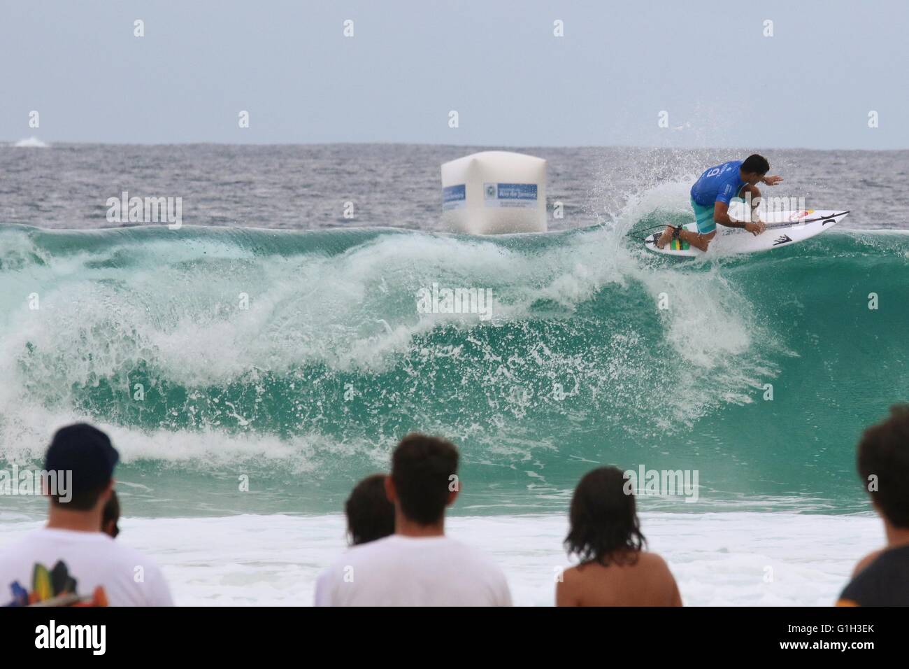 Rio de Janeiro, Brésil. 14 mai, 2016. Michel Bourez (PYF) lors de la Ronde 2 du WCT Pro 2016 Rio Oi à Barra da Tijuca. Crédit : Maria Adelaide Silva/Alamy Live News Banque D'Images